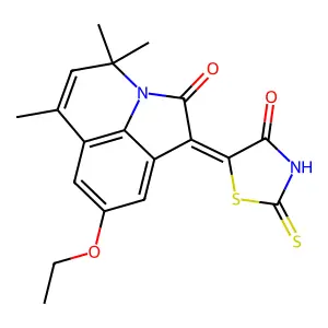 (1Z)-8-ethoxy-4,4,6-trimethyl-1-(4-oxo-2-thioxo-1,3-thiazolidin-5-ylidene)-4H-pyrrolo[3,2,1-ij]quinolin-2(1H)-one structure