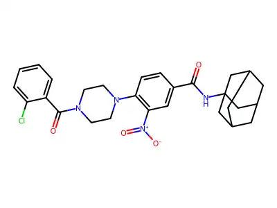 N-(1-adamantyl)-4-[4-(2-chlorobenzoyl)piperazin-1-yl]-3-nitrobenzamide structure