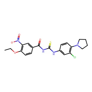 N-[(3-chloro-4-pyrrolidin-1-ylphenyl)carbamothioyl]-4-ethoxy-3-nitrobenzamide structure