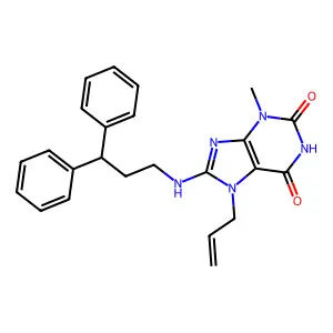 8-(3,3-Diphenylpropylamino)-3-methyl-7-prop-2-enylpurine-2,6-dione structure