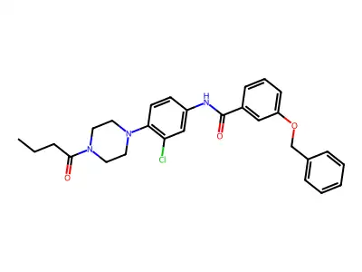 N-[4-(4-butanoylpiperazin-1-yl)-3-chlorophenyl]-3-phenylmethoxybenzamide structure