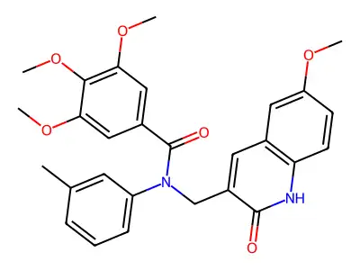 3,4,5-trimethoxy-N-[(6-methoxy-2-oxo-1H-quinolin-3-yl)methyl]-N-(3-methylphenyl)benzamide structure