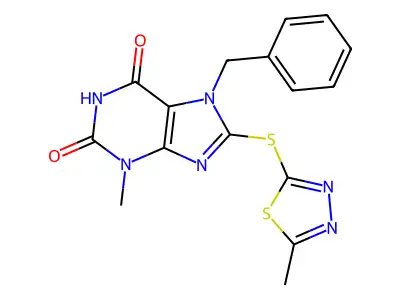 7-Benzyl-3-methyl-8-[(5-methyl-1,3,4-thiadiazol-2-yl)sulfanyl]purine-2,6-dione structure