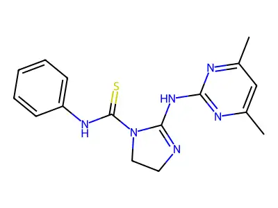 2-[(4,6-dimethyl-2-pyrimidinyl)amino]-N-phenyl-4,5-dihydro-1H-imidazole-1-carbothioamide structure