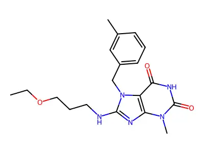8-((3-ethoxypropyl)amino)-3-methyl-7-(3-methylbenzyl)-1H-purine-2,6(3H,7H)-dione structure