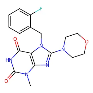 7-(2-Fluoro-benzyl)-3-methyl-8-morpholin-4-yl-3,7-dihydro-purine-2,6-dione structure