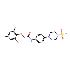 2-(2-bromo-4,6-dimethylphenoxy)-N-[4-(4-methylsulfonylpiperazin-1-yl)phenyl]acetamide structure