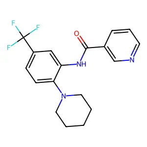N-[2-(1-piperidinyl)-5-(trifluoromethyl)phenyl]nicotinamide structure