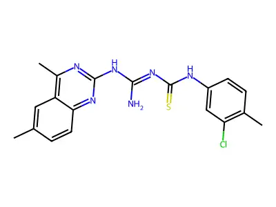 1-(3-chloro-4-methylphenyl)-3-[N-(4,6-dimethylquinazolin-2-yl)carbamimidoyl]thiourea structure
