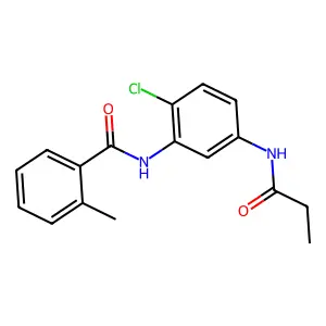 N-[2-chloro-5-(propanoylamino)phenyl]-2-methylbenzamide structure