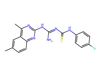 1-[N-(4,6-dimethylquinazolin-2-yl)carbamimidoyl]-3-(4-fluorophenyl)thiourea structure