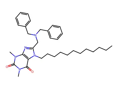 8-[(Dibenzylamino)methyl]-7-dodecyl-1,3-dimethylpurine-2,6-dione structure