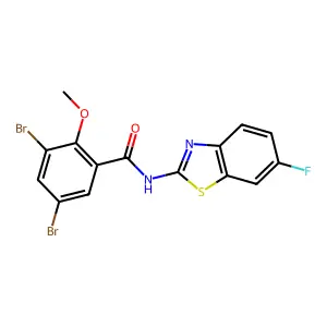 3,5-dibromo-N-(6-fluoro-1,3-benzothiazol-2-yl)-2-methoxybenzamide structure