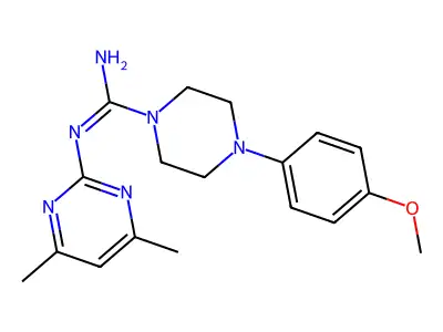 N-(4,6-dimethylpyrimidin-2-yl)-4-(4-methoxyphenyl)piperazine-1-carboximidamide structure