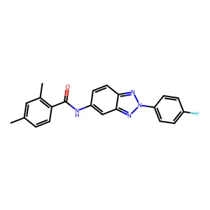 N-[2-(4-fluorophenyl)benzotriazol-5-yl]-2,4-dimethylbenzamide structure
