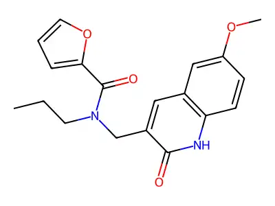 N-[(6-methoxy-2-oxo-1H-quinolin-3-yl)methyl]-N-propylfuran-2-carboxamide structure
