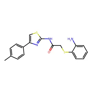 2-[(2-aminophenyl)sulfanyl]-N-[4-(4-methylphenyl)-1,3-thiazol-2-yl]acetamide structure