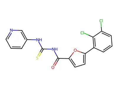 5-(2,3-dichlorophenyl)-N-(pyridin-3-ylcarbamothioyl)furan-2-carboxamide structure
