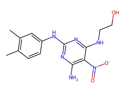2-[[6-Amino-2-(3,4-dimethylanilino)-5-nitropyrimidin-4-yl]amino]ethanol structure