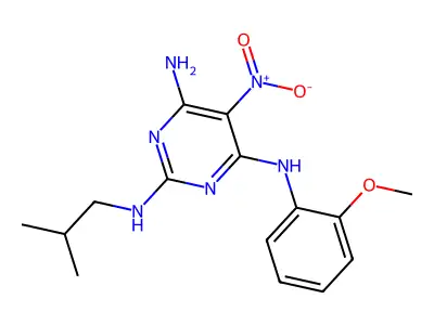 4-N-(2-methoxyphenyl)-2-N-(2-methylpropyl)-5-nitropyrimidine-2,4,6-triamine structure
