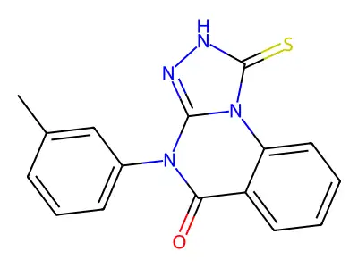 1-mercapto-4-(3-methylphenyl)[1,2,4]triazolo[4,3-a]quinazolin-5(4H)-one structure