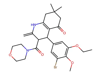 4-(3-Bromo-5-ethoxy-4-methoxyphenyl)-7,7-dimethyl-2-methylidene-3-(morpholine-4-carbonyl)-2,3,4,6,7,8-hexahydroquinolin-5(1H)-one structure
