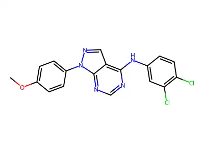 N-(3,4-dichlorophenyl)-1-(4-methoxyphenyl)pyrazolo[3,4-d]pyrimidin-4-amine structure