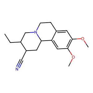 3-ethyl-9,10-dimethoxy-2,3,4,6,7,11b-hexahydro-1H-benzo[a]quinolizine-2-carbonitrile structure