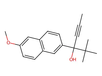 2,2-Dimethyl-3-(6-methoxy-2-naphthyl)-4-hexyn-3-OL structure