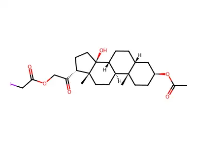 3-beta,14,21-Trihydroxy-5-beta,14-beta-pregnan-20-one 3-acetate 21-iodoacetate structure