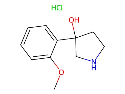 3-(2-Methoxyphenyl)pyrrolidin-3-ol--hydrogen chloride (1/1) structure