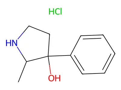 2-Methyl-3-phenylpyrrolidin-3-ol--hydrogen chloride (1/1) structure