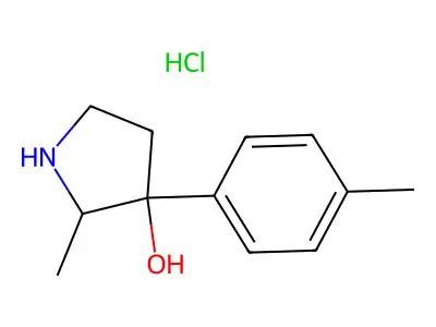 2-Methyl-3-(4-methylphenyl)pyrrolidin-3-ol--hydrogen chloride (1/1) structure