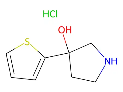 3-(Thiophen-2-yl)pyrrolidin-3-ol--hydrogen chloride (1/1) structure