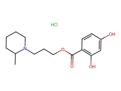 beta-Resorcylic acid, 3-(2-methylpiperidino)propyl ester, hydrochloride structure