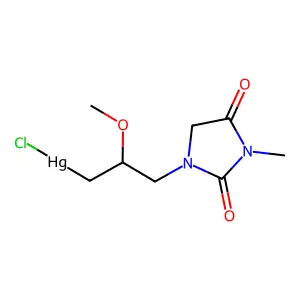 Mercury, chloro((3-(2,4-dioxo-3-methyl-1-imidazolidinyl)-2-methoxy)propyl)- structure