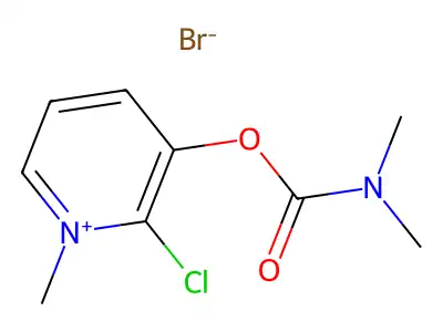 Pyridinium, 2-chloro-3-hydroxy-1-methyl-, bromide, dimethylcarbamate (ester) structure