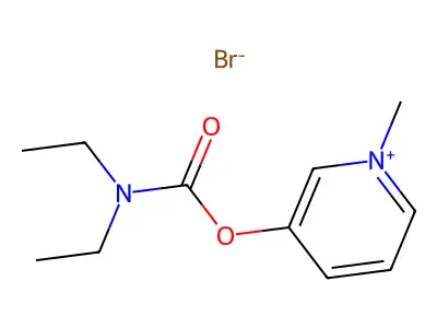 Pyridinium, 3-hydroxy-1-methyl-, bromide, diethylcarbamate (ester) structure