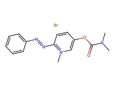 Pyridinium, 5-hydroxy-1-methyl-2-phenylazo-, bromide, dimethylcarbamate (ester) structure