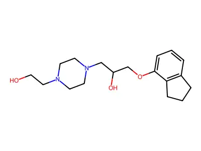 2-Propanol, 1-(4-(2-hydroxyethyl)-1-piperazinyl)-3-(4-indanyloxy)- structure