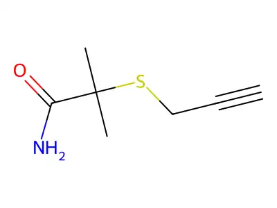 2-Methyl-2-(2-propynylthio)propionamide structure