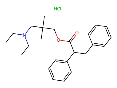 Propionic acid, 2,3-diphenyl-, 3-(diethylamino)-2,2-dimethylpropyl ester, hydrochloride structure