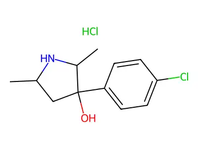 3-Pyrrolidinol, 3-(4-chlorophenyl)-2,5-dimethyl-, hydrochloride (1:1) structure