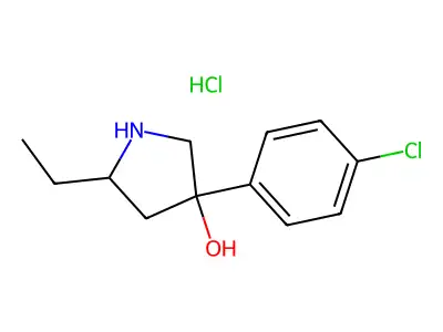 3-Pyrrolidinol, 3-(p-chlorophenyl)-5-ethyl-, hydrochloride structure