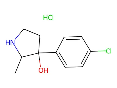 3-Pyrrolidinol, 3-(p-chlorophenyl)-2-methyl-, hydrochloride structure