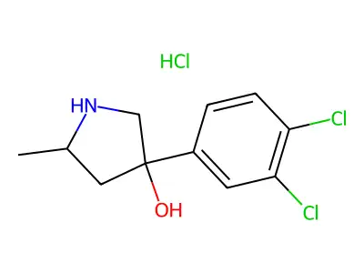 3-Pyrrolidinol, 3-(3,4-dichlorophenyl)-5-methyl-, hydrochloride structure