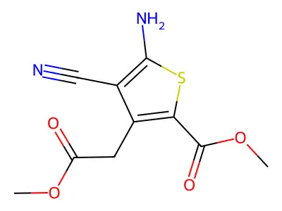 Methyl 5-amino-4-cyano-3-(2-methoxy-2-oxoethyl)thiophene-2-carboxylate structure