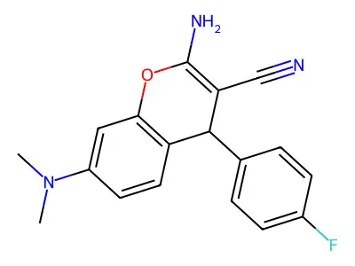 2-amino-7-(dimethylamino)-4-(4-fluorophenyl)-4H-chromene-3-carbonitrile structure