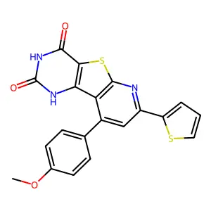 4-hydroxy-9-(4-methoxyphenyl)-7-(2-thienyl)pyrido[3',2':4,5]thieno[3,2-d]pyrimidin-2(1H)-one structure