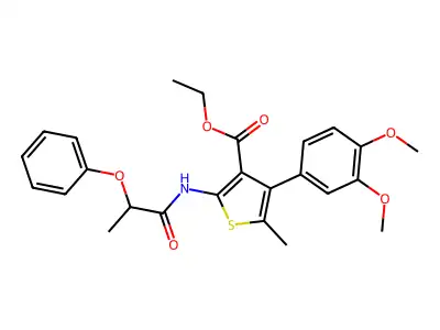 Ethyl 4-(3,4-dimethoxyphenyl)-5-methyl-2-(2-phenoxypropanoylamino)thiophene-3-carboxylate structure